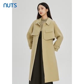 NUTS商场同款秋冬季高级感气质长款宽松双面毛呢外套女241156184B