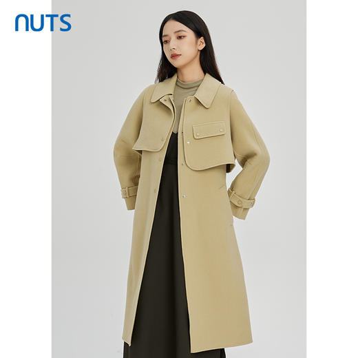 NUTS商场同款秋冬季高级感气质长款宽松双面毛呢外套女241156184B 商品图0
