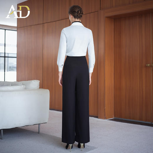 AD高腰显瘦爆款阔腿裤女2025年秋季新款大翻领衬衫两件套职场面试 商品图4