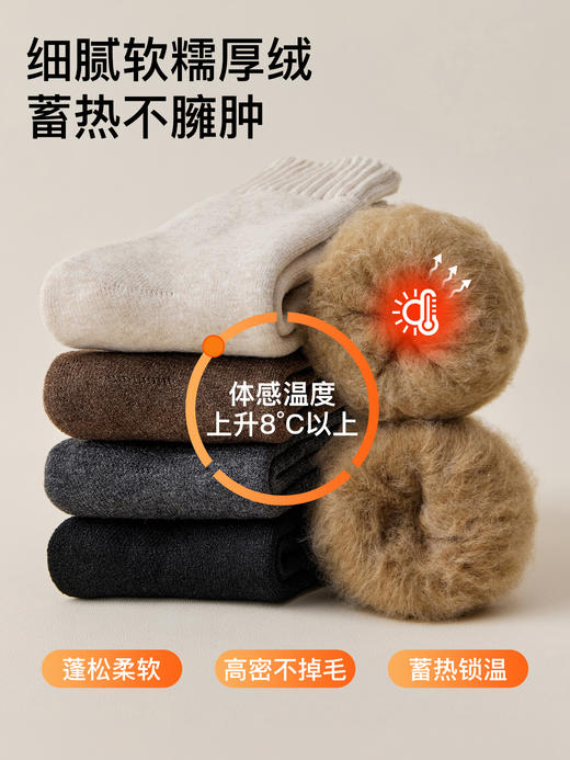 原价39.9 限时折扣23.4元【体慕】厚羊绒袜子男秋冬中筒袜加绒加厚男士东北防寒保暖羊毛袜超厚长袜 商品图3