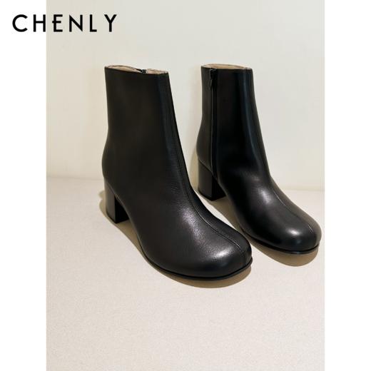 尘衣｜25F/W 经典小圆头粗跟小牛皮短靴 商品图0