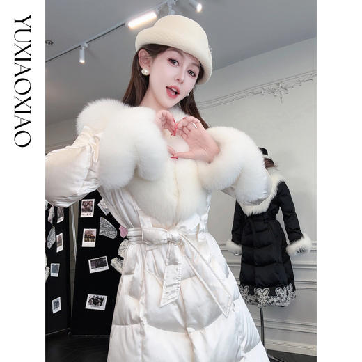 余潇潇【雪国明珠】时尚白鹅绒拼狐狸毛女士长款羽绒服&短款羽绒服 商品图4