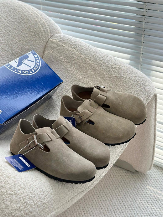 1013-13免带 健康真软木底子 高丝光牛反绒 穆勒休闲鞋 博肯拖鞋 情侣款35-44 商品图1