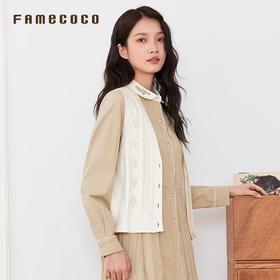 Famecoco范可儿文艺复古马夹百搭V领刺绣叠穿马甲坎肩FAB6CA006