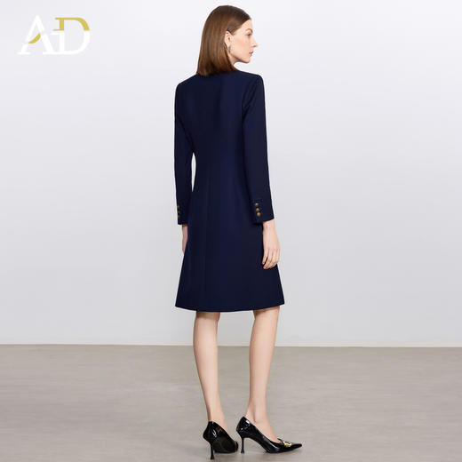 AD简单大方高级感穿搭2025新款长袖西服裙双排扣职业装藏青色工装 商品图4