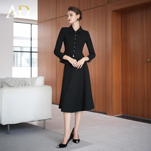 AD黑色高级感银丝细闪西装伞裙女2025新款单排扣西服两件套名媛风 商品图3