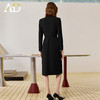 AD黑色气质连衣裙女2025新款秋冬中长款职业工作服开叉西装裙中长 商品缩略图4