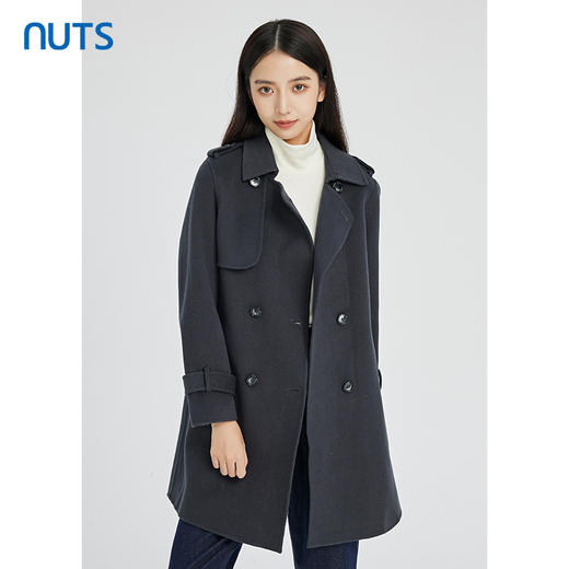NUTS冬季新款气质修身时尚百搭中长款毛呢外套女241156099 商品图1