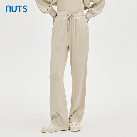 NUTS商场同款春秋款简约休闲松紧腰系带直筒百搭长裤女332071095 商品图0