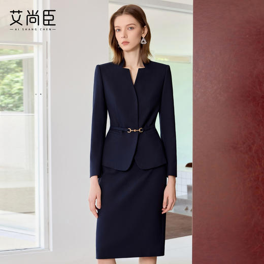 艾尚臣藏青色职业西装套装女轻奢高端商务西服正装正式场合工作服 商品图2
