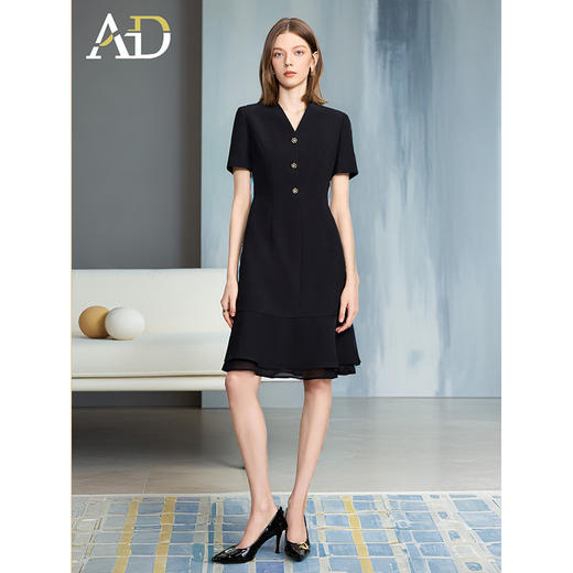 AD高端精致职业装连衣裙女正式场合轻奢双层纱夏季珠宝店工作服 商品图2