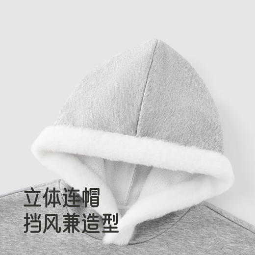 英氏女童加绒卫衣儿童连帽秋冬保暖绒衫毛领女孩休闲百搭 商品图2