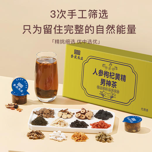 金陵 人参枸杞黄精男神茶/红参黄芪玫瑰女神茶 冬季进补养生茶 天然食材 寓医于食 传承养生 商品图2