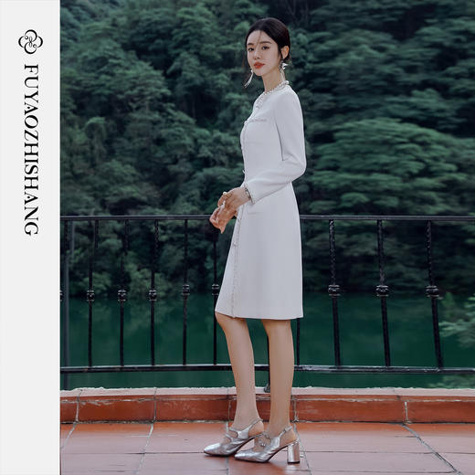 FUYAO扶摇 小香风连衣裙女秋冬新款精致高级感法式显瘦粗花呢裙子 商品图2