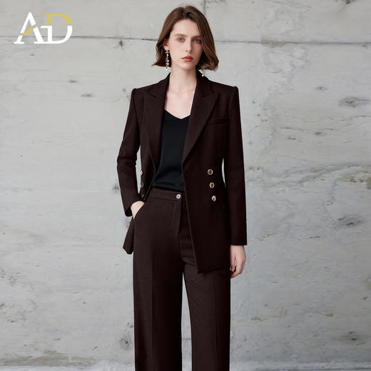 AD红棕色西装套装女正式场合大学生公务员面试职业装高端通勤工装 商品图2
