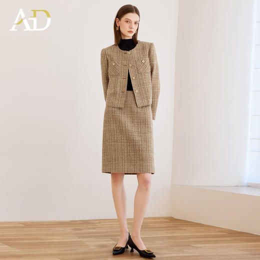 AD2025新款小香风外套女秋冬高级感气质名媛短款上衣半身裙两件套 商品图3
