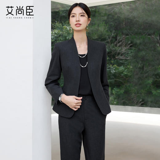 艾尚臣2025新款职业套装黑色气质通勤工作服正式场合职场西装套装 商品图0