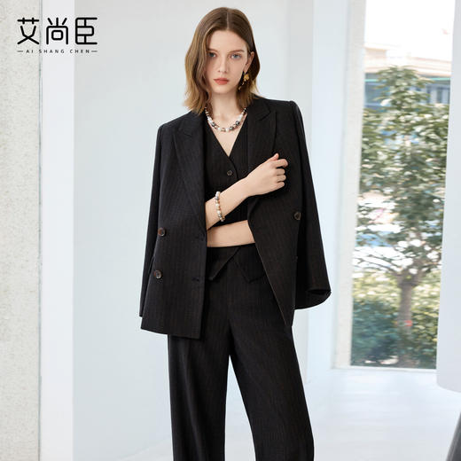 艾尚臣茶褐色职业西装套装女秋气质高级感正装轻熟风职场通勤穿搭 商品图1