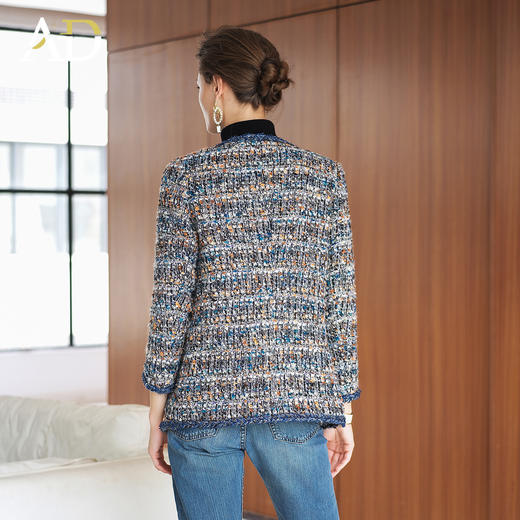 AD新款花色粗花呢小香风外套女2025新款秋冬气质圆领羊毛编织上衣 商品图4