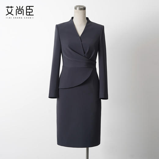 艾尚臣灰色西装连衣裙女秋季气质轻熟风西装裙高级感正式场合裙子 商品图1