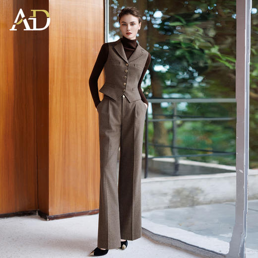 AD法式复古西装马甲女2025新款秋冬高级感修身英伦上衣羊毛马甲 商品图1