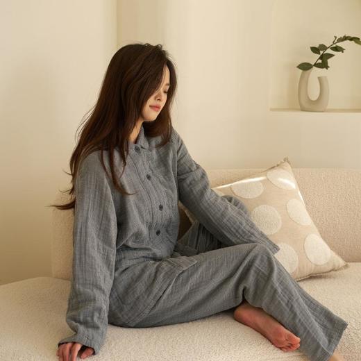 【60S全棉四层纱家居服】 A类母婴级日系秋冬款 情侣纯棉睡衣休闲套装 商品图3