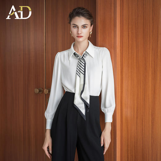 AD秋季套装女装2025新款衬衫女高级感轻奢减龄洋气显瘦西装直筒裤 商品图1