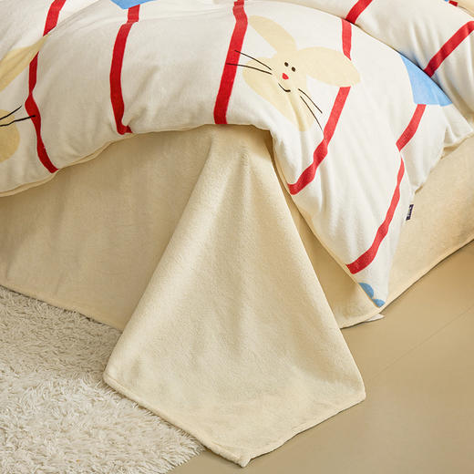 多喜爱 暖暖绒保暖三/四件套海盐喵酱/甜心兔宝/薄荷汪仔hl【高克重暖绒】【6.8度升温】【双面加厚】萌趣卡通 防静电 三款可选 拉链设计 商品图3
