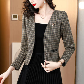 KQL E333N6922贵夫人气质减龄修身显瘦小香风外套洋气小西装