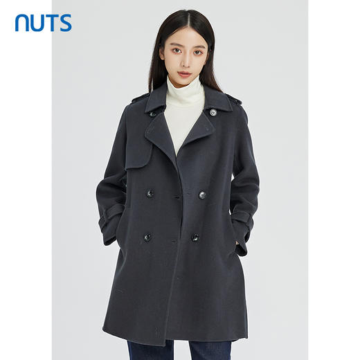 NUTS冬季新款气质修身时尚百搭中长款毛呢外套女241156099 商品图0
