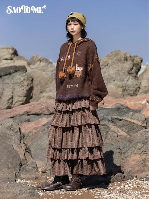 早乙女惠子saotome/STMMY13246/游牧风提花连帽毛衣 商品图2