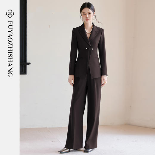 FUYAO扶摇 2025冬新款盘扣西装外套女气质通勤修身国风西服正装秋 商品图3