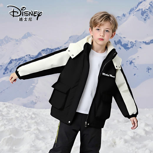 Disney/迪士尼儿童冲锋衣外套男女中大童撞色连帽休闲夹克外套秋冬新款 商品图4
