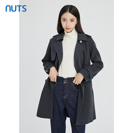 NUTS冬季新款气质修身时尚百搭中长款毛呢外套女241156099 商品图2