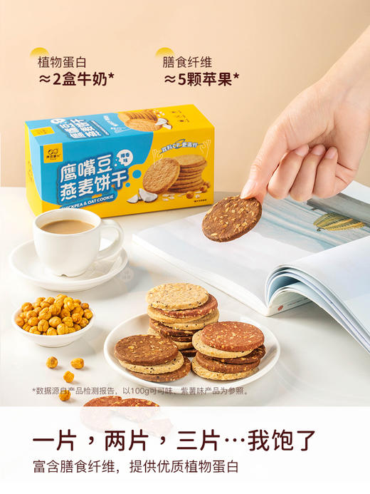 【甄选】鹰嘴豆燕麦饼干153g（椰香、紫薯、奇亚籽、可可）低甜度刚刚好 浓香酥脆 全麦高纤谷物饼干 低卡饱腹 不添加色素防腐剂 老人小孩放心吃 商品图4