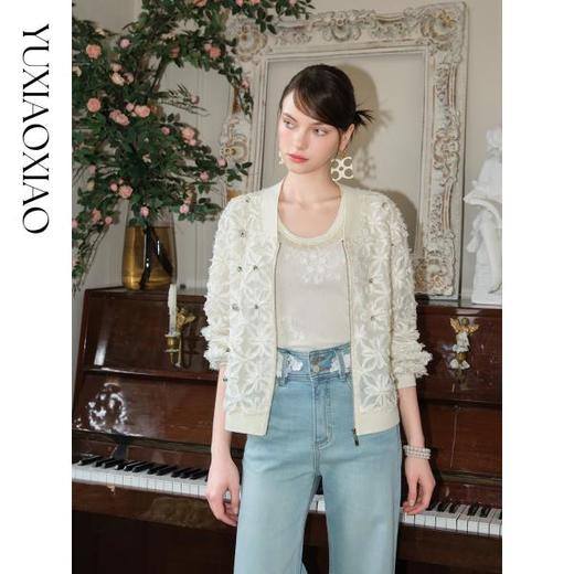 余潇潇【半岛美术馆】华丽轻奢立体镂空花朵修身优雅宽松外套秋季 商品图4