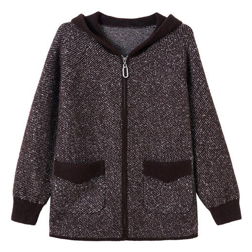 CC 10-5073连帽拉链百搭针织开衫毛衣呢子外套 商品图4