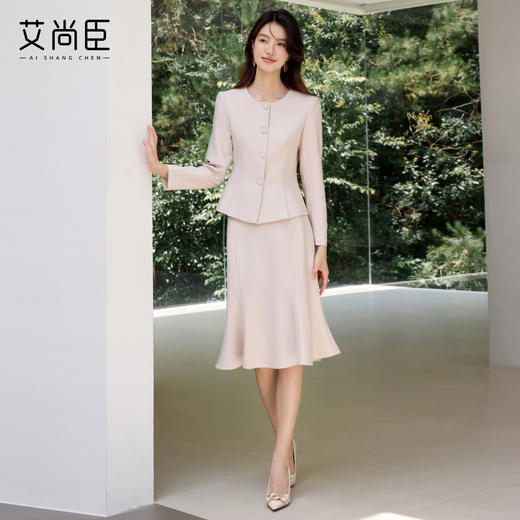 艾尚臣米色小香风套装气质名媛女神范时尚套装显瘦正式场合两件套 商品图4