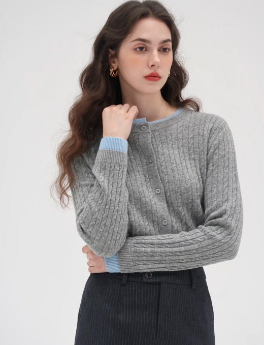 老米优品🎈3-7天发。高品质款！100%澳洲绵羊毛！《复古棒针麻花纹假两件肌理针织毛衣开衫》复古气息拉满，轻松营造层次感和品质感！ 商品图11