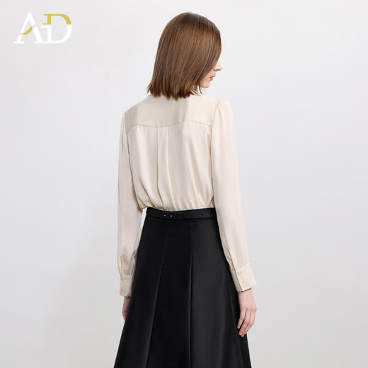 AD法式优雅飘带气质宽松垂坠感纯色衬衫女2025秋季新款百搭职业装 商品图4