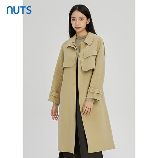 NUTS商场同款秋冬季高级感气质长款宽松双面毛呢外套女241156184B 商品图1