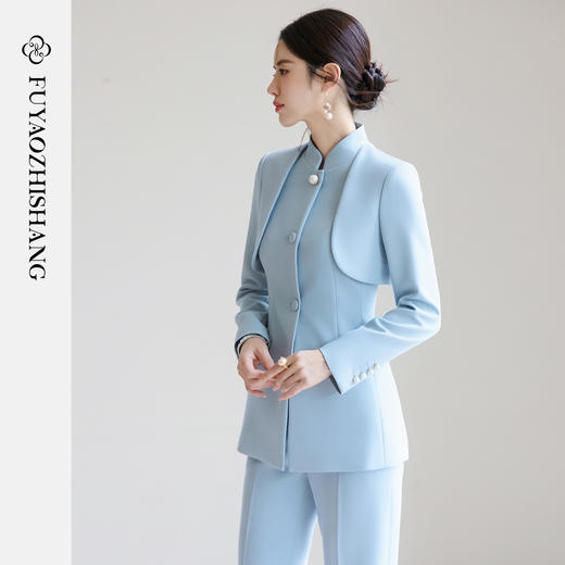 FUYAO扶摇 假两件西装外套女新中式国风改良西服套装高级感正装秋 商品图0