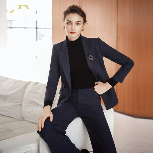 AD高质感重工羊毛西装套装女正式场合职业装2025秋冬加厚西装外套 商品图2