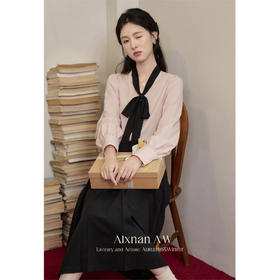 鹿向南「蔓蔓甜茶」法式气质长袖衬衫女秋季新款时尚通勤粉色衬衣