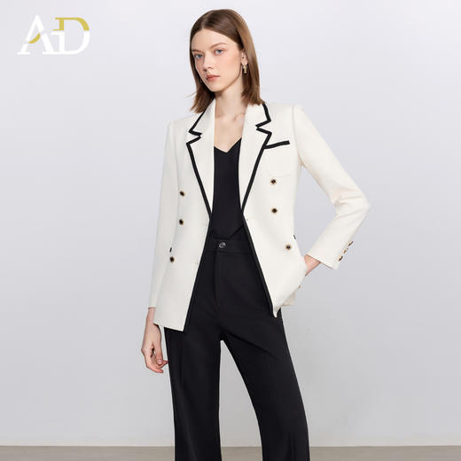 AD双排扣翻领西装外套女2025新款春秋高级感气质撞色名媛范西服 商品图0