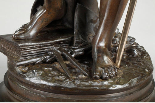 独角鹿西洋古董 1870年代法国雕塑家Ernest Rancoulet创作出品「Work 劳动」主题青铜雕塑 商品图6