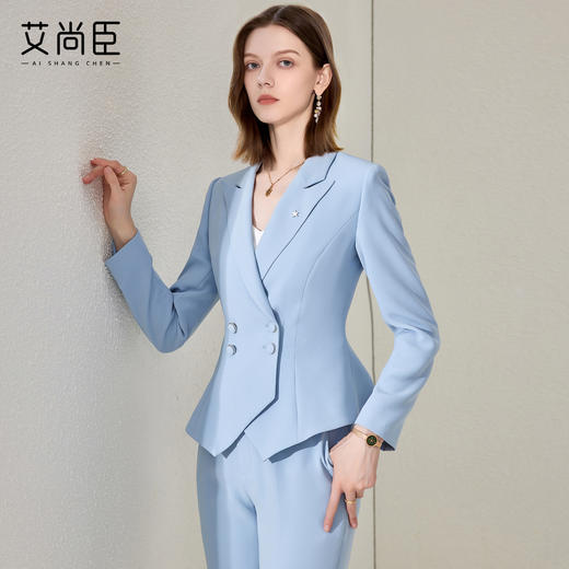 艾尚臣蓝色西装套装裙女秋季新款女神范职业装高级感职场工作服 商品图1