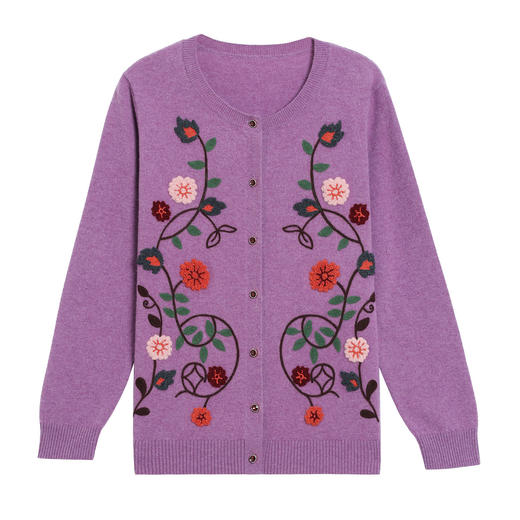 羊毛绒衫洋气妈妈针织衫开衫绣花 商品图4