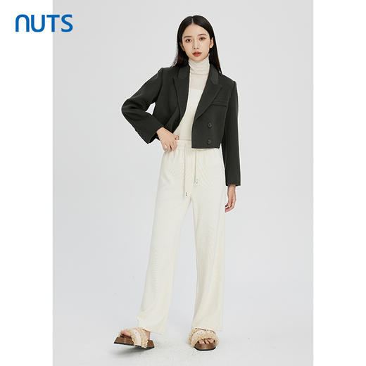 NUTS商场同款秋冬款纯色简约气质时尚百搭短款毛呢外套女241154100 商品图2