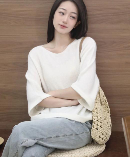 老米优品🎈3-7天发。 轻奢款🐏 秘鲁进口羊驼毛+初剪羊毛！《蓬松宽松中袖毛衣》复古洒脱，自在优雅~ 商品图2